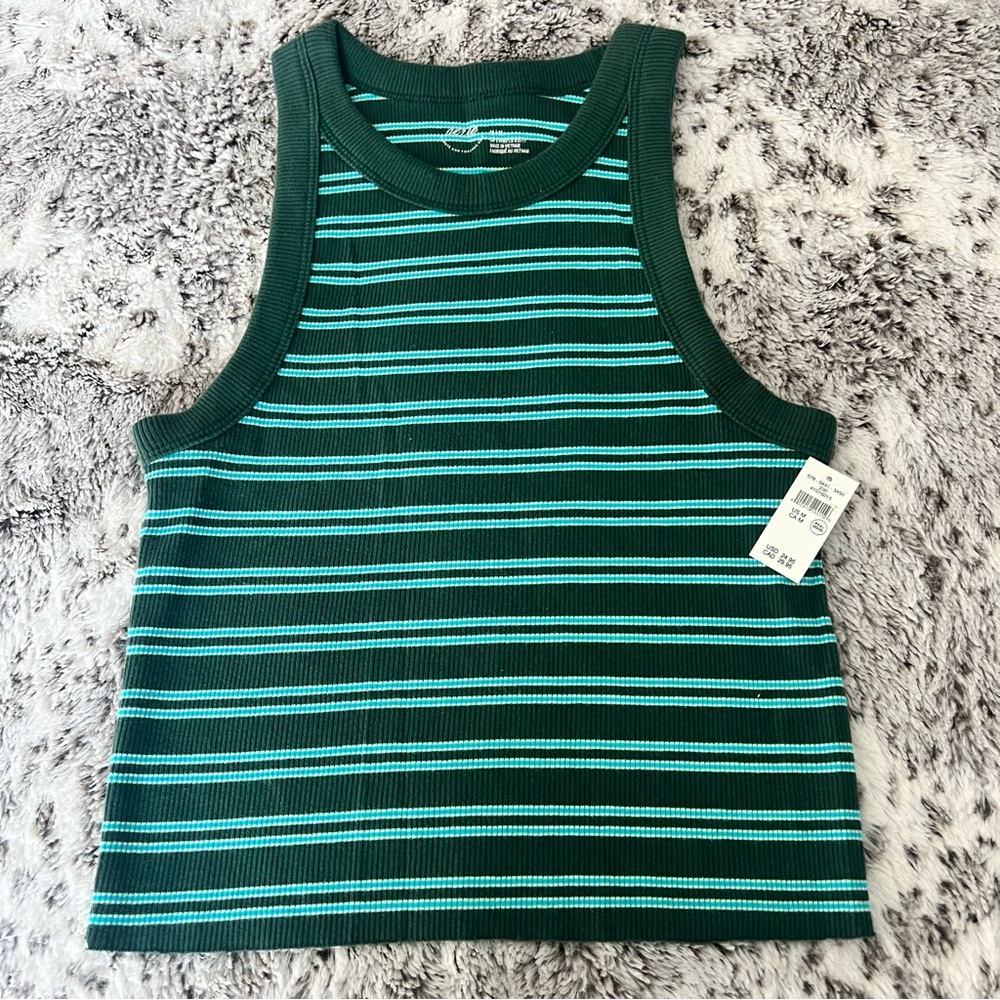 American Eagle Green Striped Tank Top NWT Medium